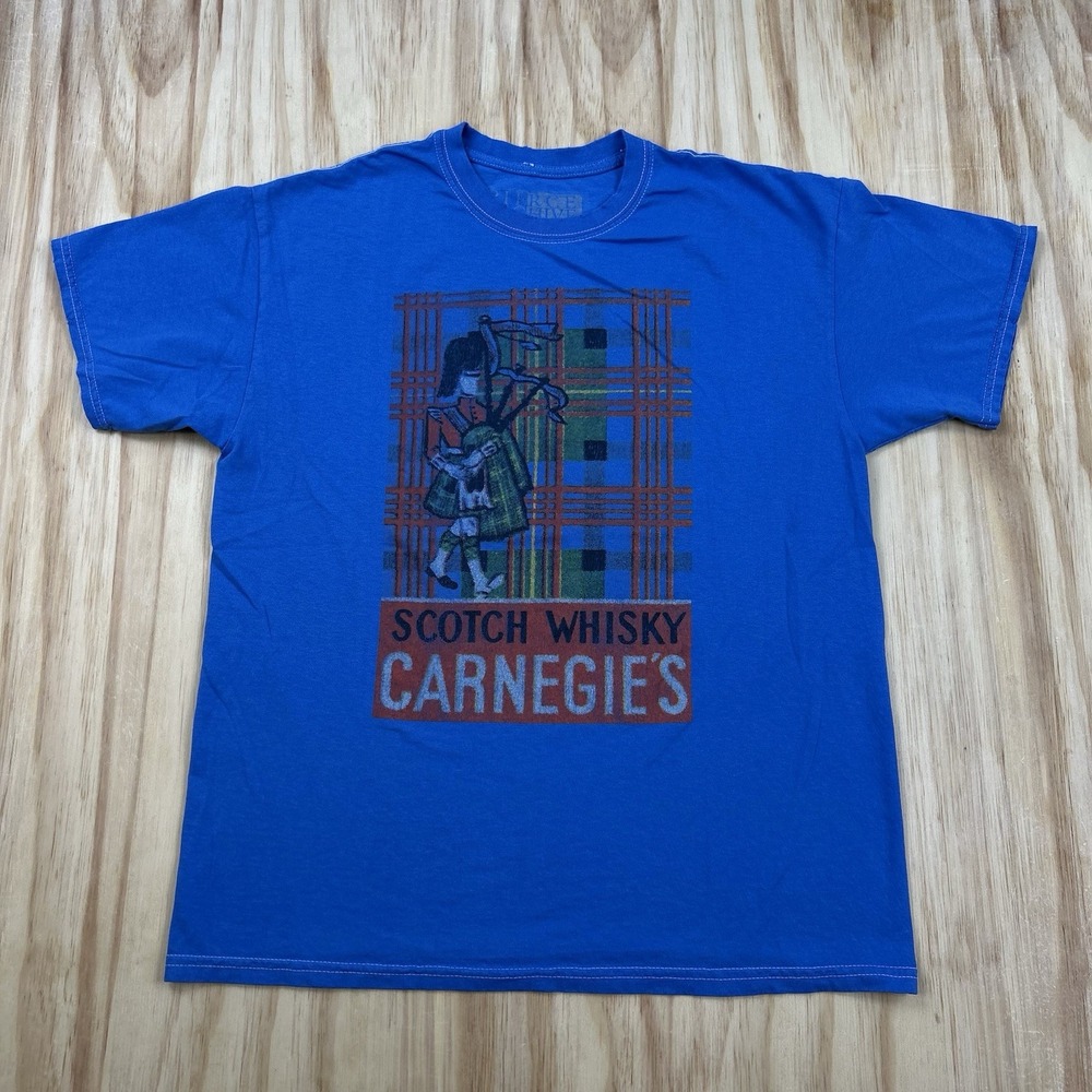 CMU Carnegie Mellon University T Shirt Blue Short Sleeve Size L Scotch Whiskey
